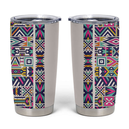 African Ndebele Art Patterns Tumbler Cup Beige Half Style