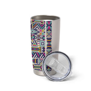 African Ndebele Art Patterns Tumbler Cup Beige Half Style