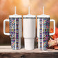 African Ndebele Art Patterns Tumbler With Handle Beige Half Style
