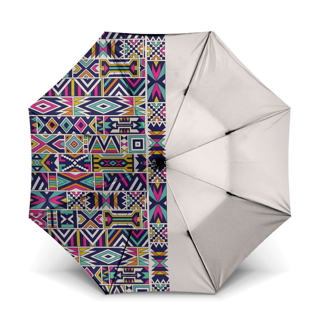 African Ndebele Art Patterns Umbrella Beige Half Style