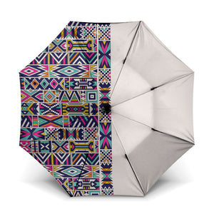 African Ndebele Art Patterns Umbrella Beige Half Style