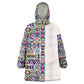 African Ndebele Art Patterns Wearable Blanket Hoodie Beige Half Style