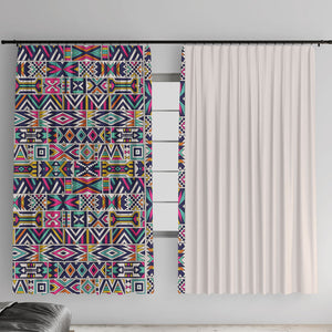 African Ndebele Art Patterns Window Curtain Beige Half Style