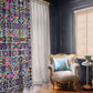 African Ndebele Art Patterns Window Curtain Beige Half Style