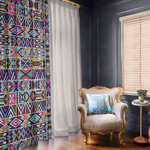 African Ndebele Art Patterns Window Curtain Beige Half Style