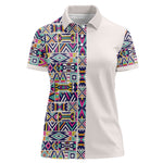 African Ndebele Art Patterns Women Polo Shirt Beige Half Style