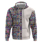 African Ndebele Art Patterns Zip Hoodie Beige Half Style