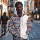 African Ndebele Art Patterns Zip Hoodie Beige Half Style