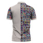 African Ndebele Art Patterns Zipper Polo Shirt Beige Half Style