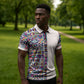 African Ndebele Art Patterns Zipper Polo Shirt Beige Half Style