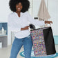 African Ndebele Art Patterns Laundry Basket Black Half Style