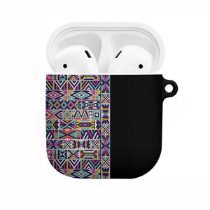 African Ndebele Art Patterns AirPods Case Black Half Style