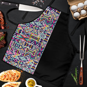 African Ndebele Art Patterns Apron Black Half Style