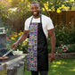 African Ndebele Art Patterns Apron Black Half Style