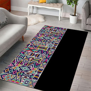 African Ndebele Art Patterns Area Rug Black Half Style