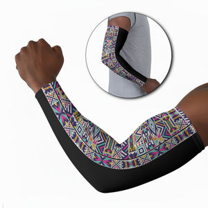 African Ndebele Art Patterns Arm Sleeves Black Half Style
