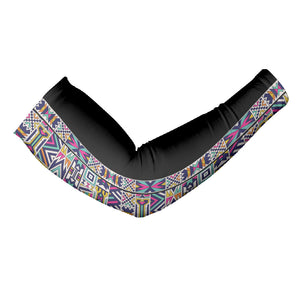 African Ndebele Art Patterns Arm Sleeves Black Half Style