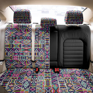 African Ndebele Art Patterns Back Car Seat Cover Black Half Style