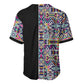 African Ndebele Art Patterns Baseball Jersey Black Half Style