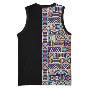 African Ndebele Art Patterns Basketball Jersey Black Half Style