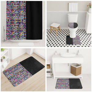 African Ndebele Art Patterns Bathroom Set Black Half Style