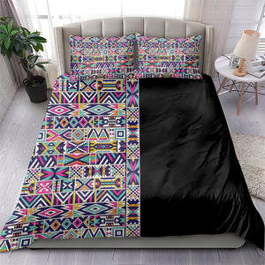 African Ndebele Art Patterns Bedding Set Black Half Style
