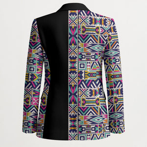 African Ndebele Art Patterns Blazer Black Half Style