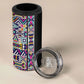 African Ndebele Art Patterns 4 in 1 Can Cooler Tumbler Black Half Style