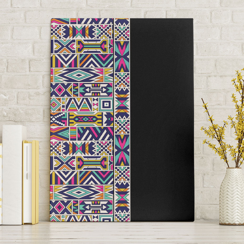African Ndebele Art Patterns Canvas Wall Art Black Half Style