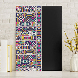African Ndebele Art Patterns Canvas Wall Art Black Half Style