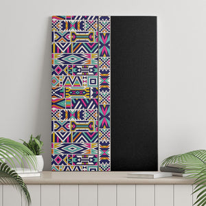 African Ndebele Art Patterns Canvas Wall Art Black Half Style