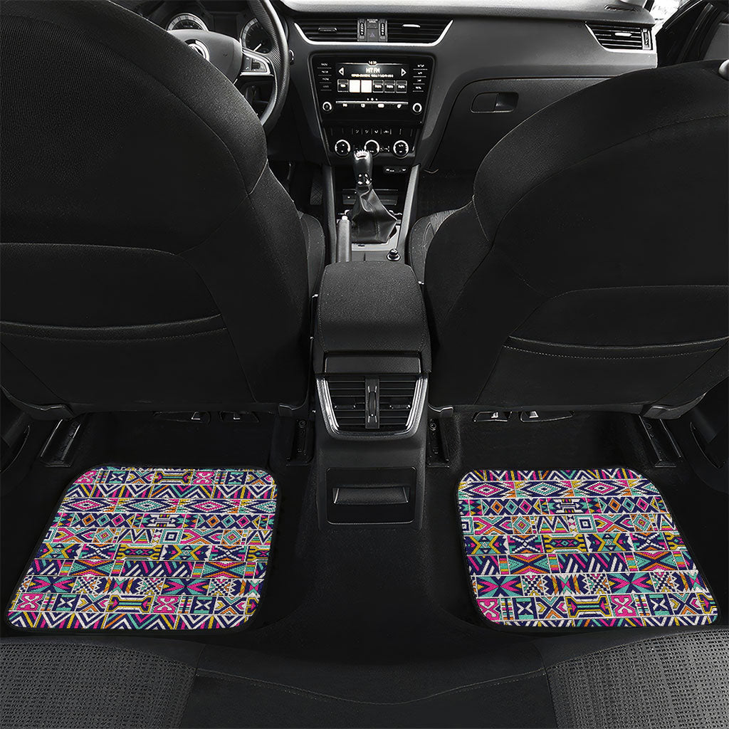 African Ndebele Art Patterns Car Mats Black Half Style