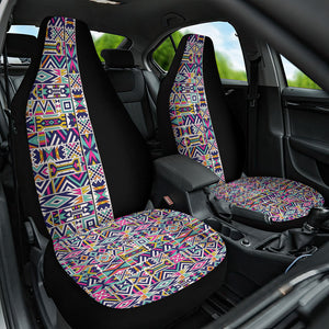African Ndebele Art Patterns Car Seat Cover Black Half Style