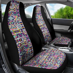 African Ndebele Art Patterns Car Seat Cover Black Half Style