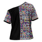 African Ndebele Art Patterns Cross Shoulder Shirt Black Half Style