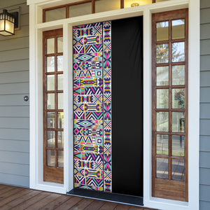 African Ndebele Art Patterns Door Cover Black Half Style