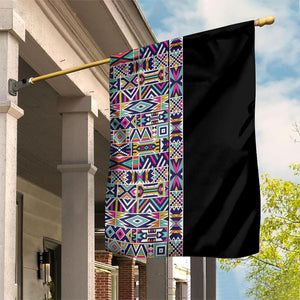 African Ndebele Art Patterns Garden Flag Black Half Style