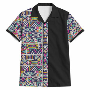 African Ndebele Art Patterns Hawaiian Shirt Black Half Style