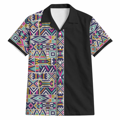African Ndebele Art Patterns Hawaiian Shirt Black Half Style