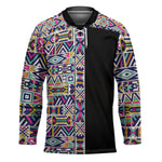 African Ndebele Art Patterns Hockey Jersey Black Half Style
