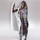 African Ndebele Art Patterns Hooded Blanket Black Half Style