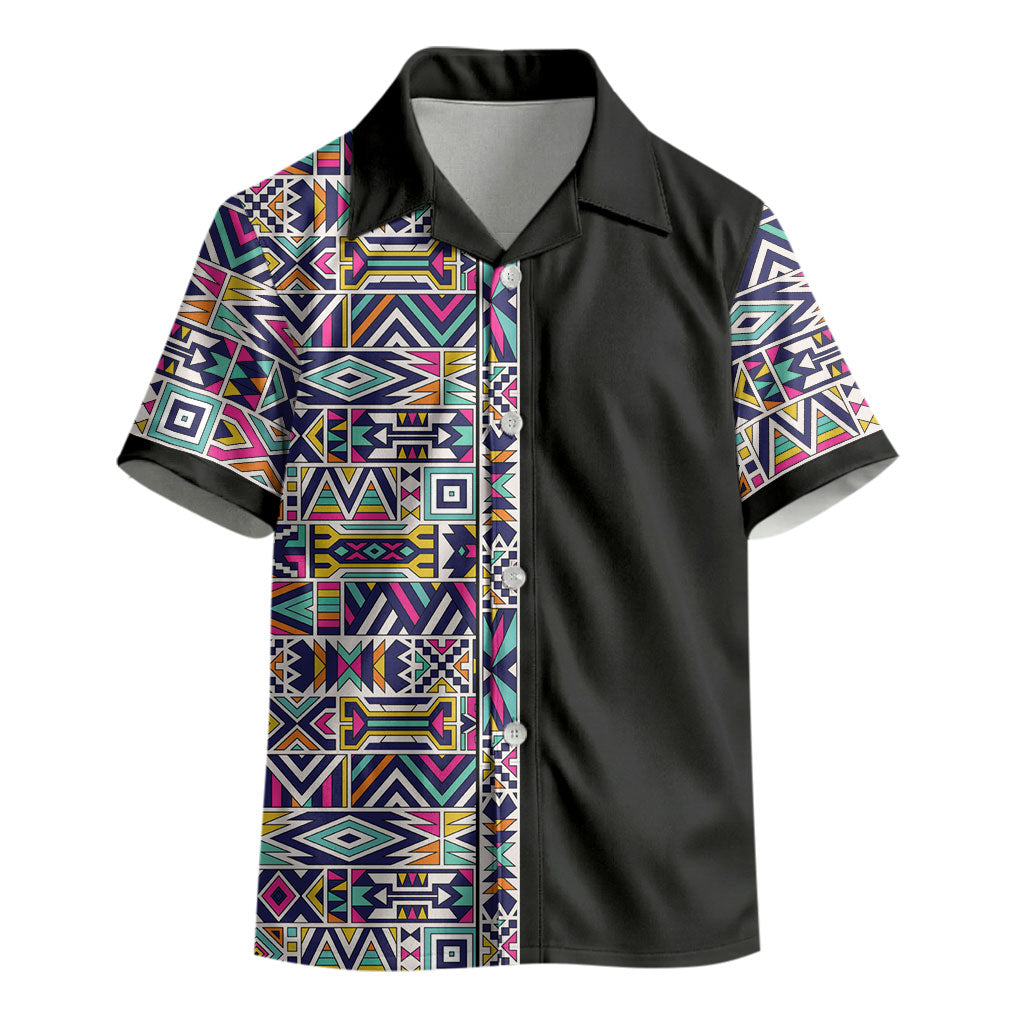 African Ndebele Art Patterns Kid Hawaiian Shirt Black Half Style