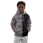 African Ndebele Art Patterns Kid Hoodie Black Half Style