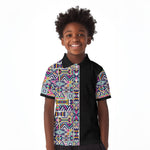 African Ndebele Art Patterns Kid Polo Shirt Black Half Style