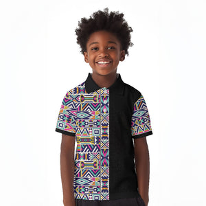 African Ndebele Art Patterns Kid Polo Shirt Black Half Style