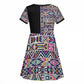 African Ndebele Art Patterns Kid Short Sleeve Dress Black Half Style