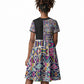 African Ndebele Art Patterns Kid Short Sleeve Dress Black Half Style
