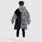 African Ndebele Art Patterns Kid Wearable Blanket Hoodie Black Half Style