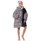 African Ndebele Art Patterns Kid Wearable Blanket Hoodie Black Half Style