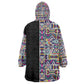 African Ndebele Art Patterns Kid Wearable Blanket Hoodie Black Half Style